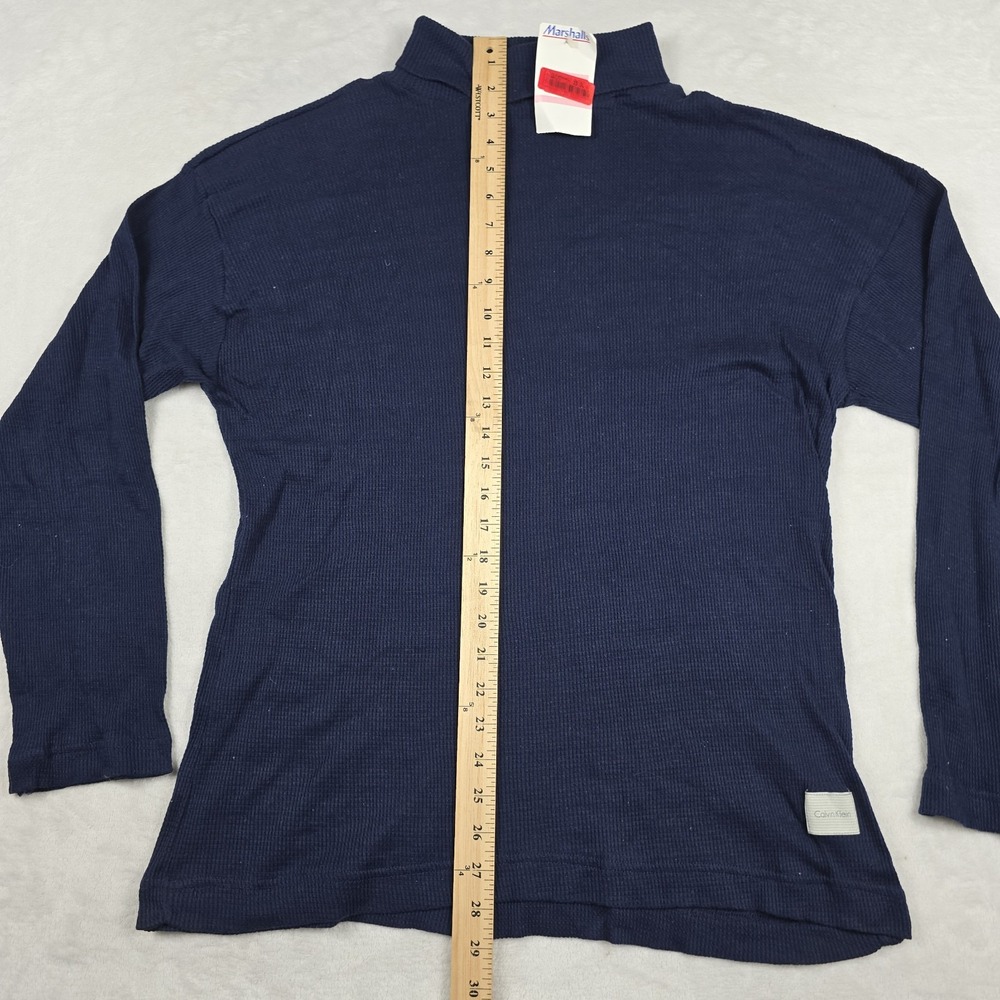 Calvin Klein Waffle Knit Thermal Egyptian Cotton Mens Large Navy Blue Base Layer - Picture 3 of 6